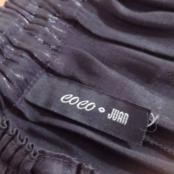Coco + Juan Vintage Black Shimmer Wide Leg Elastic Waist Pull On Pants Size 2 - Picture 6 of 12